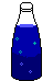 a bottle of dark blue, bubbling liquid.
