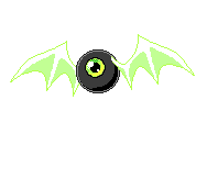 black and green eyeball-bat creature